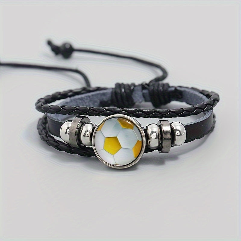 Fashionable PU Leather Football Fan Bracelet Sports Wristband