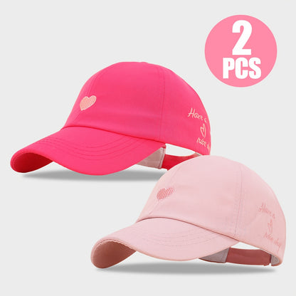 Breathable Ponytail Baseball Caps for Kids - Spring/Summer