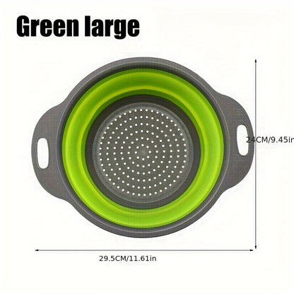 1/2 Set Round Silicone Kitchen Drain Basket Set Collapsible Funnel - 1 Large, 1 Small, Very Suitable for Draining Pasta, Vegetables and Fruits