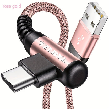 Fast Charging with C-Type Charging Cable, Right-Angle USB-C to USB-C Cable Braided USB-C Charger, Suitable for Huawei, Xiaomi, Redmi, Oppo Oneplus And More Smartphones - ayq