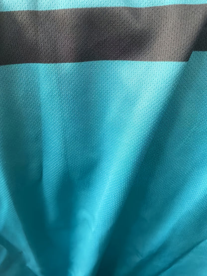 [Casual Chic] Men'S Casual Color Block T-Shirt - Short Sleeve, Round Neck, 3D Print, Lightweight 150g/㎡ Polyester, Stylish Teal  Black Stripe Design for Casual Attire, Versatile Tshirt   Modern Casualwear   3D Print Shirt,