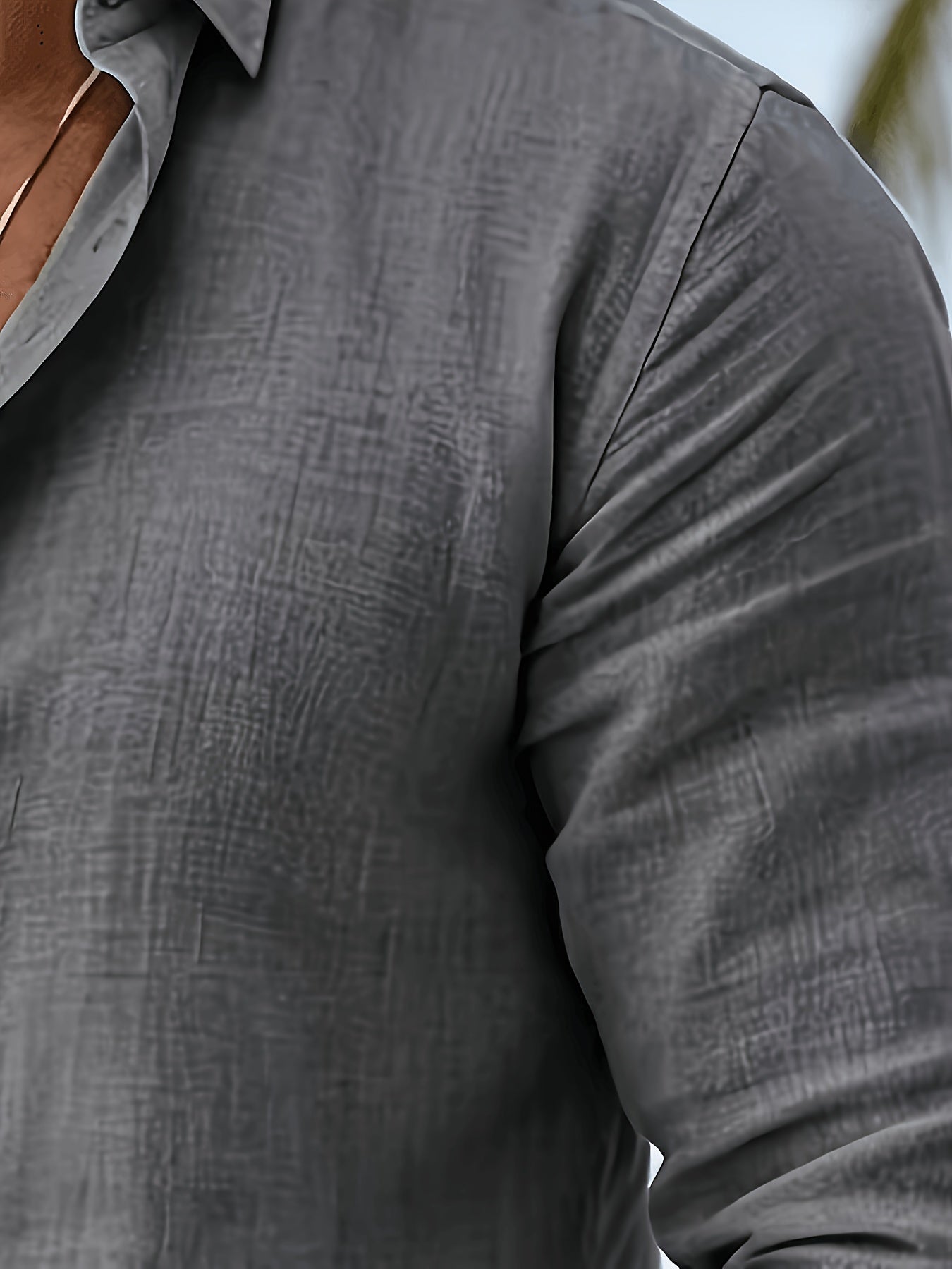 Men's Casual European Style Cotton Linen Button-Up Shirt