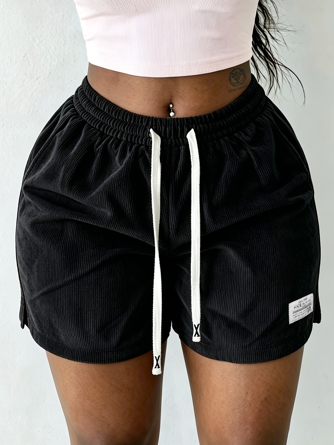 Women’s Summer Casual Corduroy Shorts with Drawstring Waistband