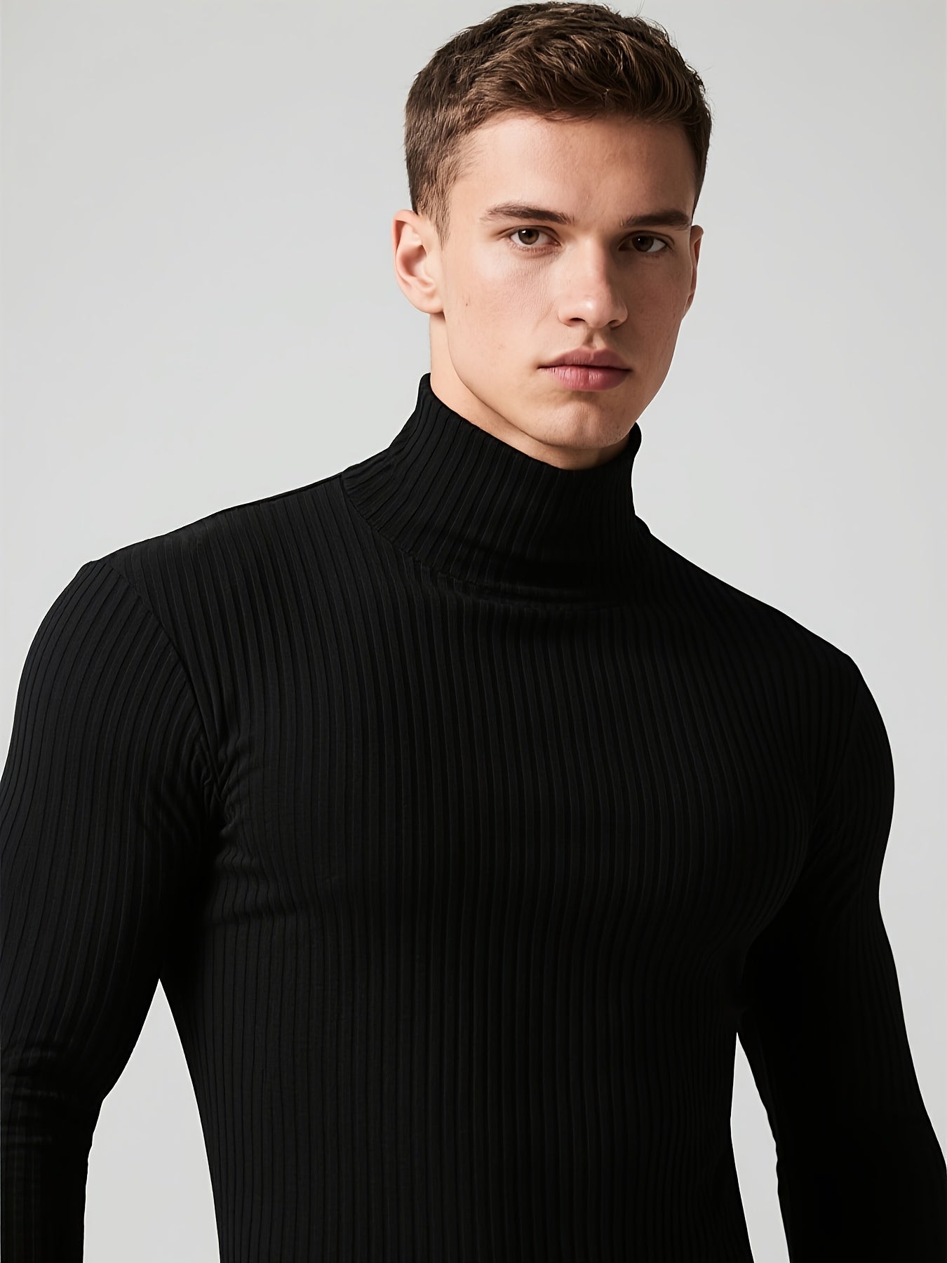 Men'S Long-Sleeve Sweatshirt for Autumn And, Featuring a High Collar, Knitted Design, Casual And Stylish for Outerwear