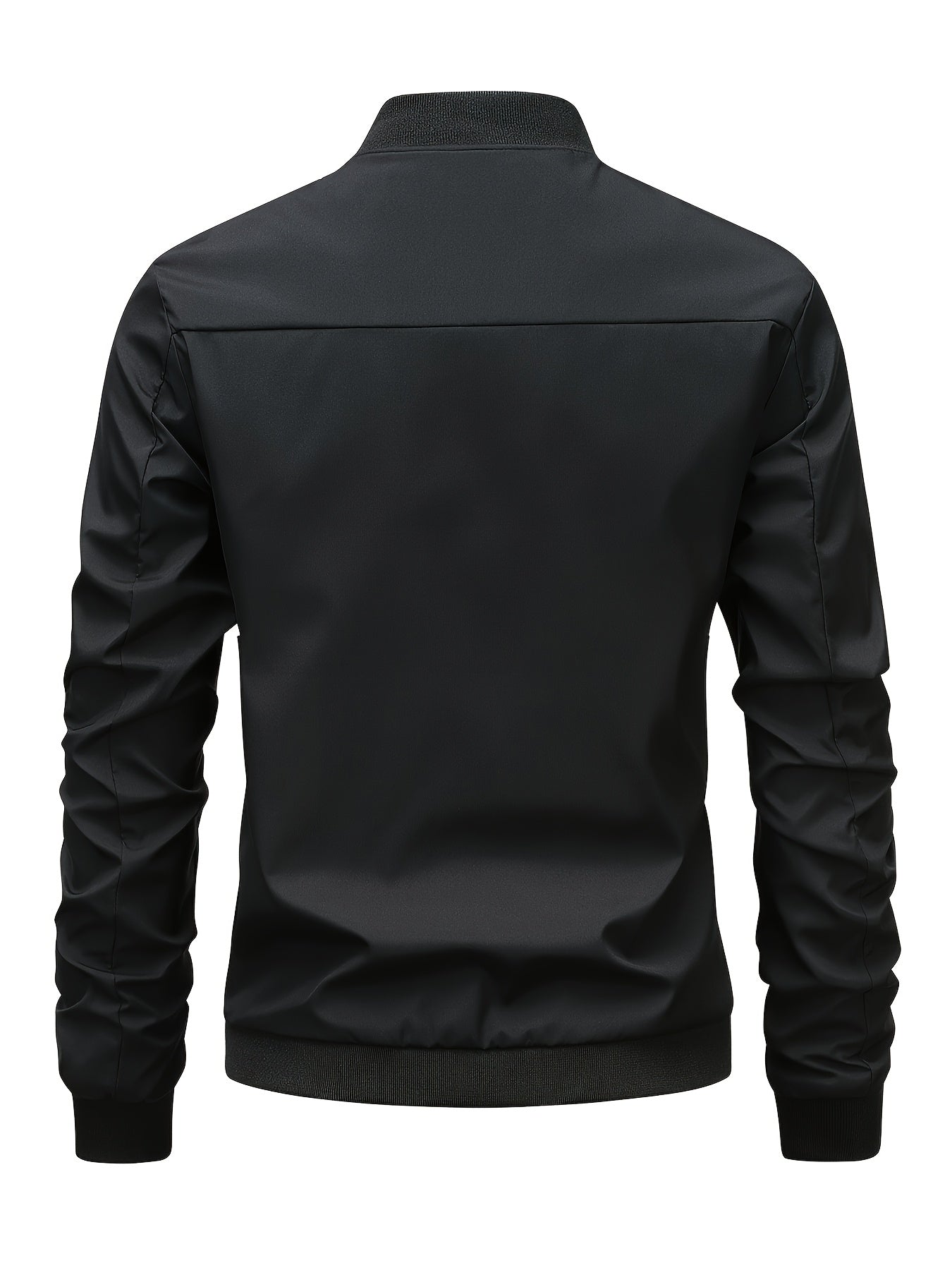 Men's Casual Baseball Jacket Solid Color Sports Zipper Coat