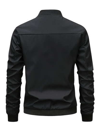 Men's Casual Baseball Jacket Solid Color Sports Zipper Coat
