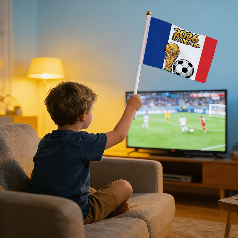 2026 World Cup Fan Handheld Banner with Trophy and French Flag
