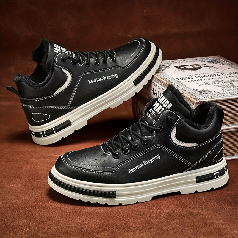 Men's Winter Lace-Up Short Snow Boots for Outdoor and Casual Wear