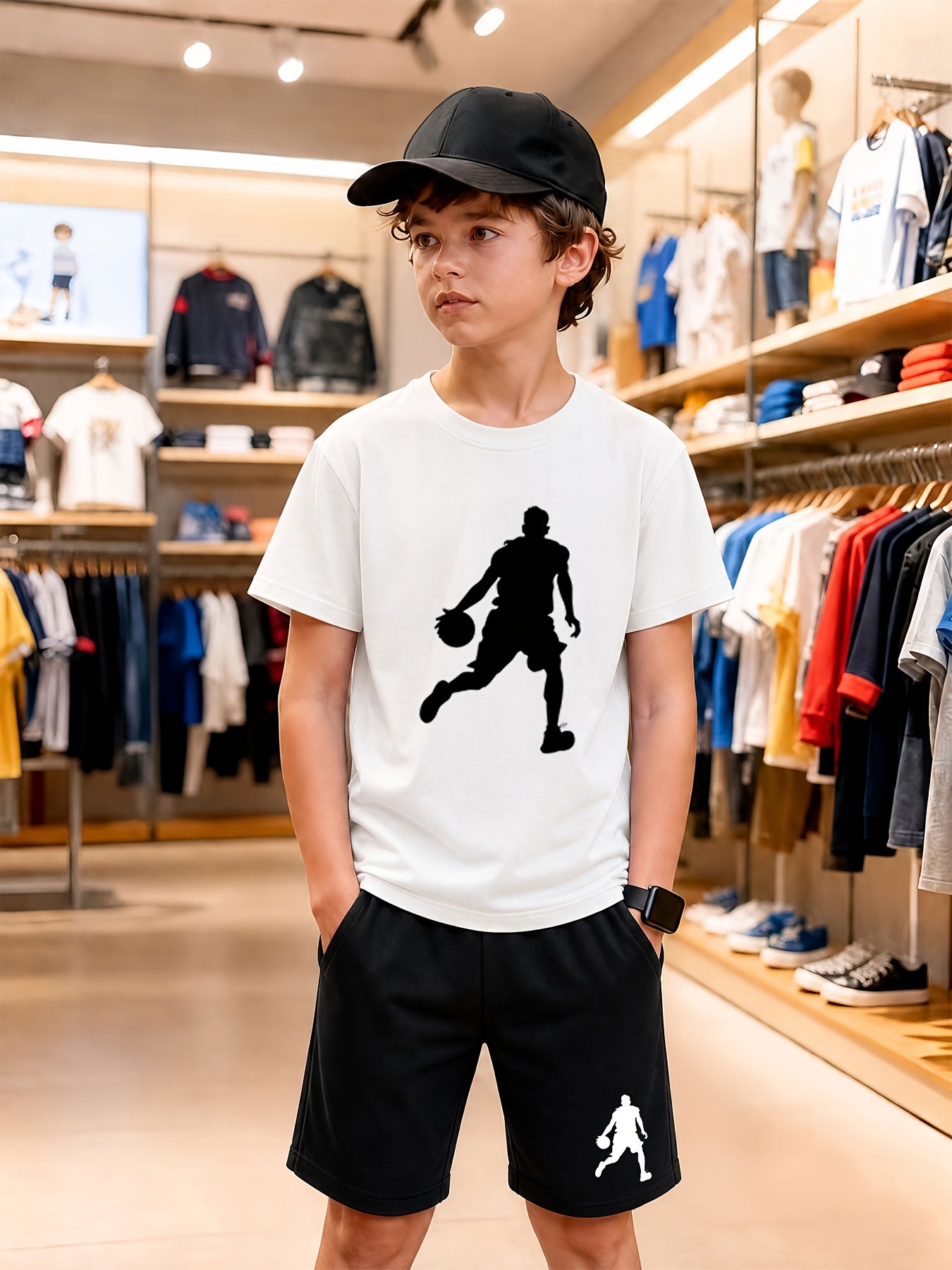 Boys' Cotton T-Shirt & Shorts Set Casual Athletic Style