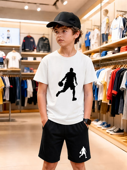 Boys' Cotton T-Shirt & Shorts Set Casual Athletic Style