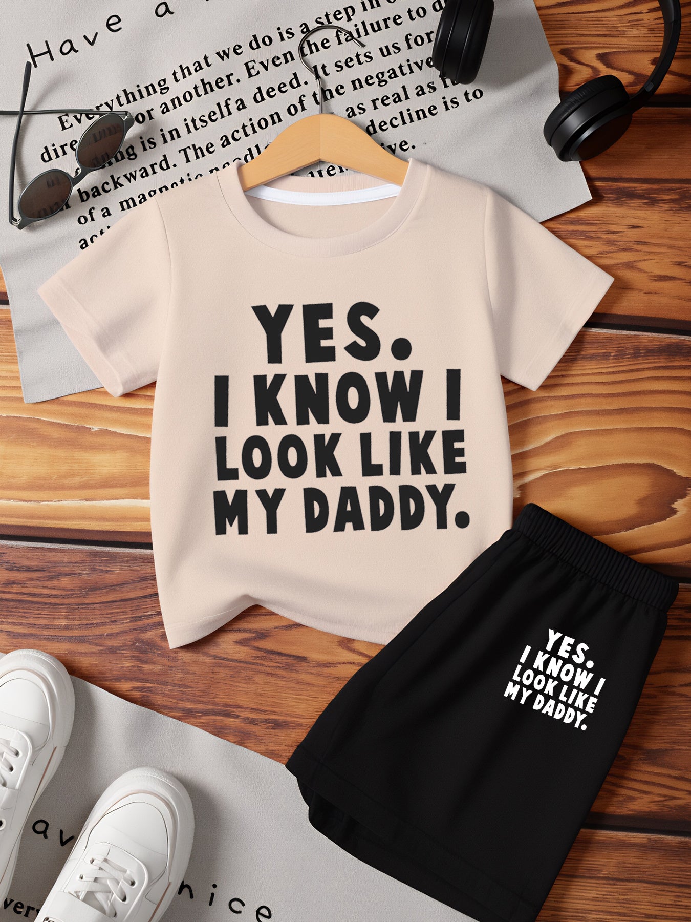 Boys' Casual Summer T-Shirt and Shorts Set - Fun 'Yes I Know I Love My
