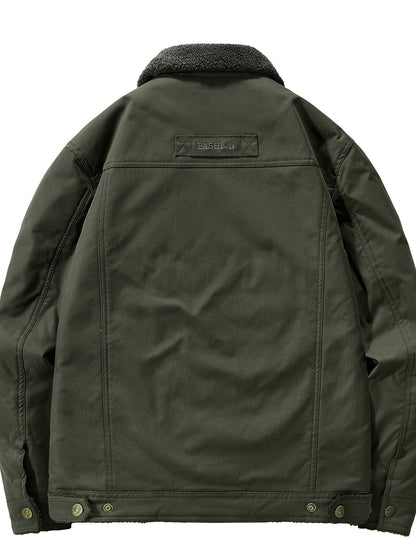 Men's High-End Fashion Casual Versatile Fleece-Lined Thickened Windproof Warm Hooded Winter Jacket