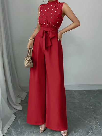 Sleeveless High-Neck Wide-Leg Jumpsuit