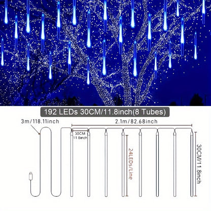 192 Leds USB Meteor Shower Lights - 8 Strands