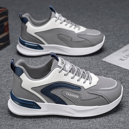 Men's Thick-Soled Casual Sneakers with Lace-Up Design