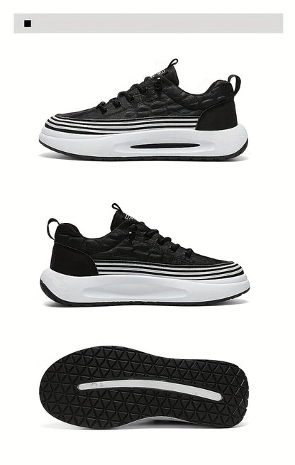 Men's Slip-On Casual Sneakers - Breathable Comfortable Low-Top Shoes with Elastic Panels, PU Upper  PVC Sole for Outdoor Hiking, Running, Daily Wear - All-Season Versatile Streetwear, Hiking Street Shoes, Modern Street Shoes