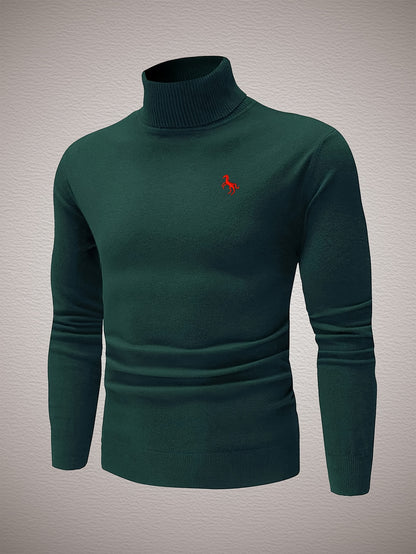 Men's Slim Fit High-Neck Knitted Pullover Sweater for Fall/Winter