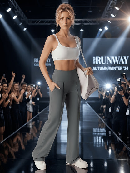 Women’s High-Waist Wide-Leg Leggings with Pockets