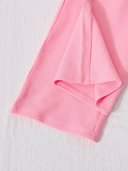 ' Fashionable Autumn Elegant Lapel Bow-Decorated Long-Sleeved Shirt And Straight Wide-Leg Trousers Two-Piece Set, for Outdoor