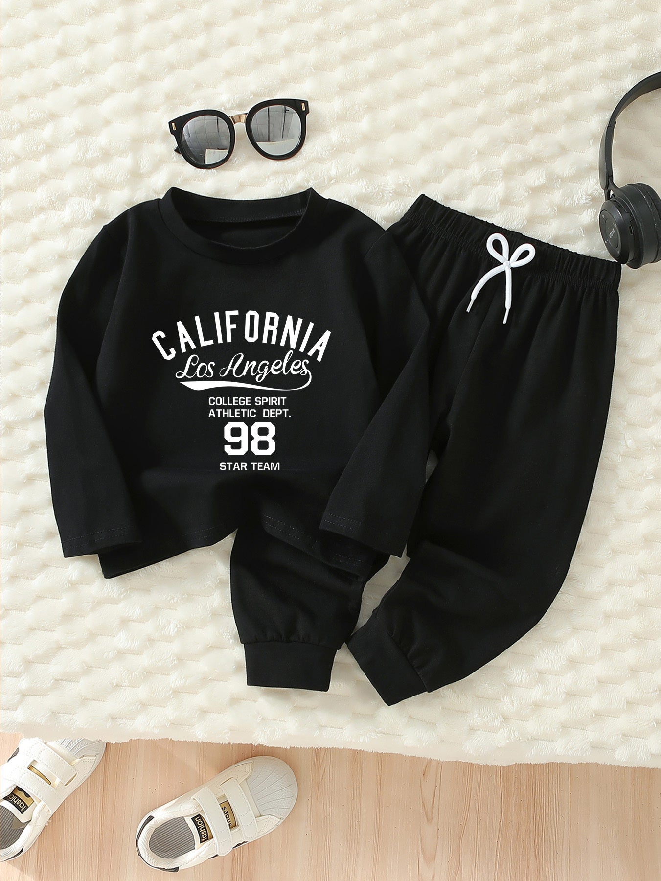 Boys' Casual Geometric Print Long Sleeve T-Shirt & Pants Set