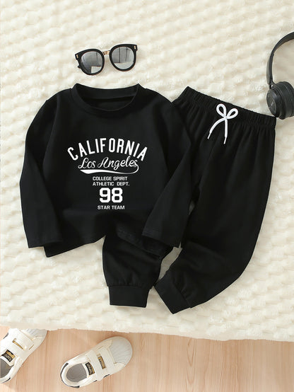 Boys' Casual Geometric Print Long Sleeve T-Shirt & Pants Set