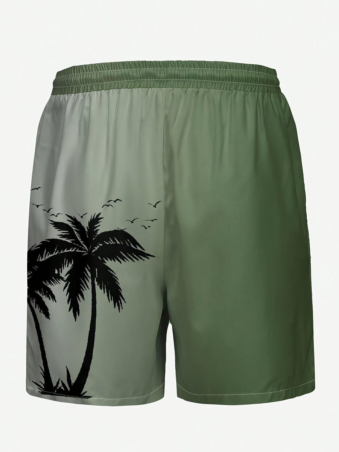 Plus Size Coconut Tree Print Casual Drawstring Beach Shorts