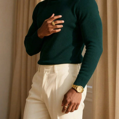 Men's High Neck Fashion Warm Comfortable Soft Skin-Friendly Commuter Sweater Inner Layer 1NG01