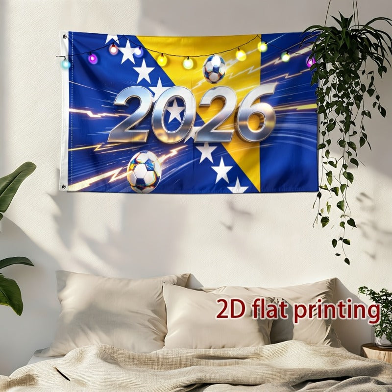 Bosnian Football Flag 2D Flat Single-Sided Party Decor