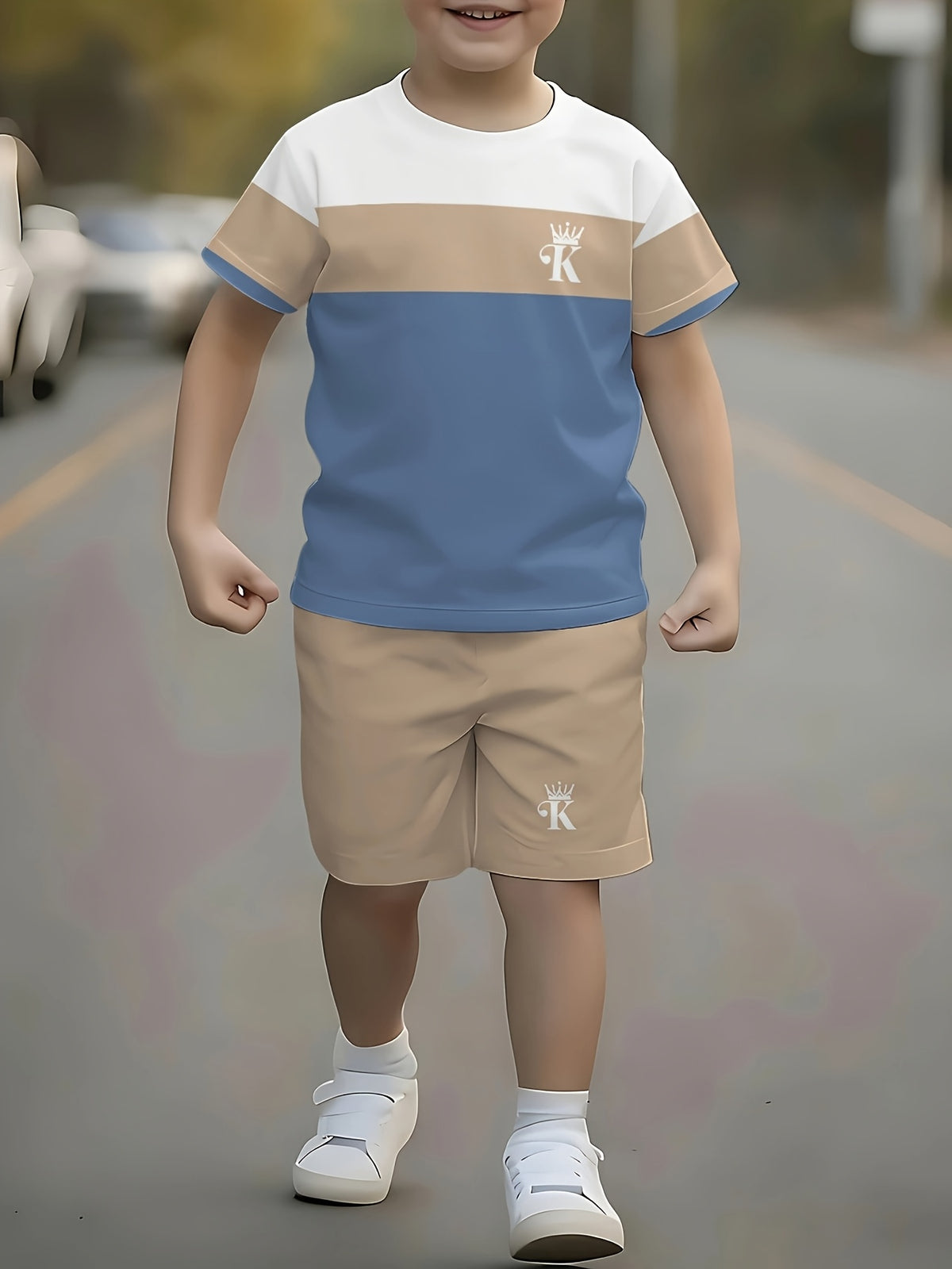 Boys' Summer Casual Short Sleeve Tee and Shorts Set - ayq