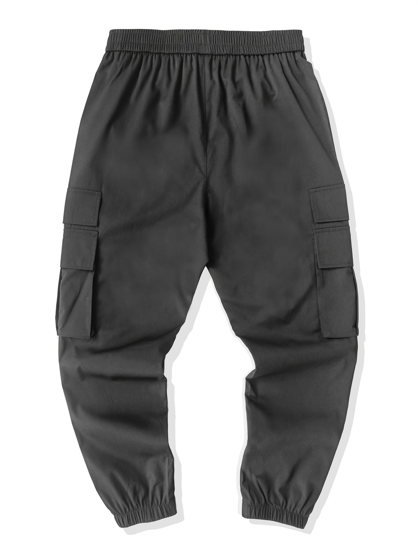 Men's Casual Solid Color Cargo Pants with Drawstring Waist