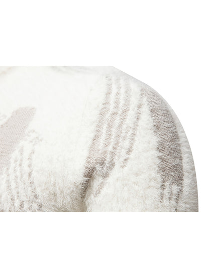 Men'S Casual Sweater | Crew Neck, Medium Stretch, Alphabet Jacquard Pattern, Perfect for Fall/Winter