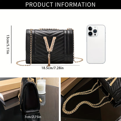 Women's Crossbody Bag, Quilted Purse with Sparkling Rhinestones in for Daily Casual Use