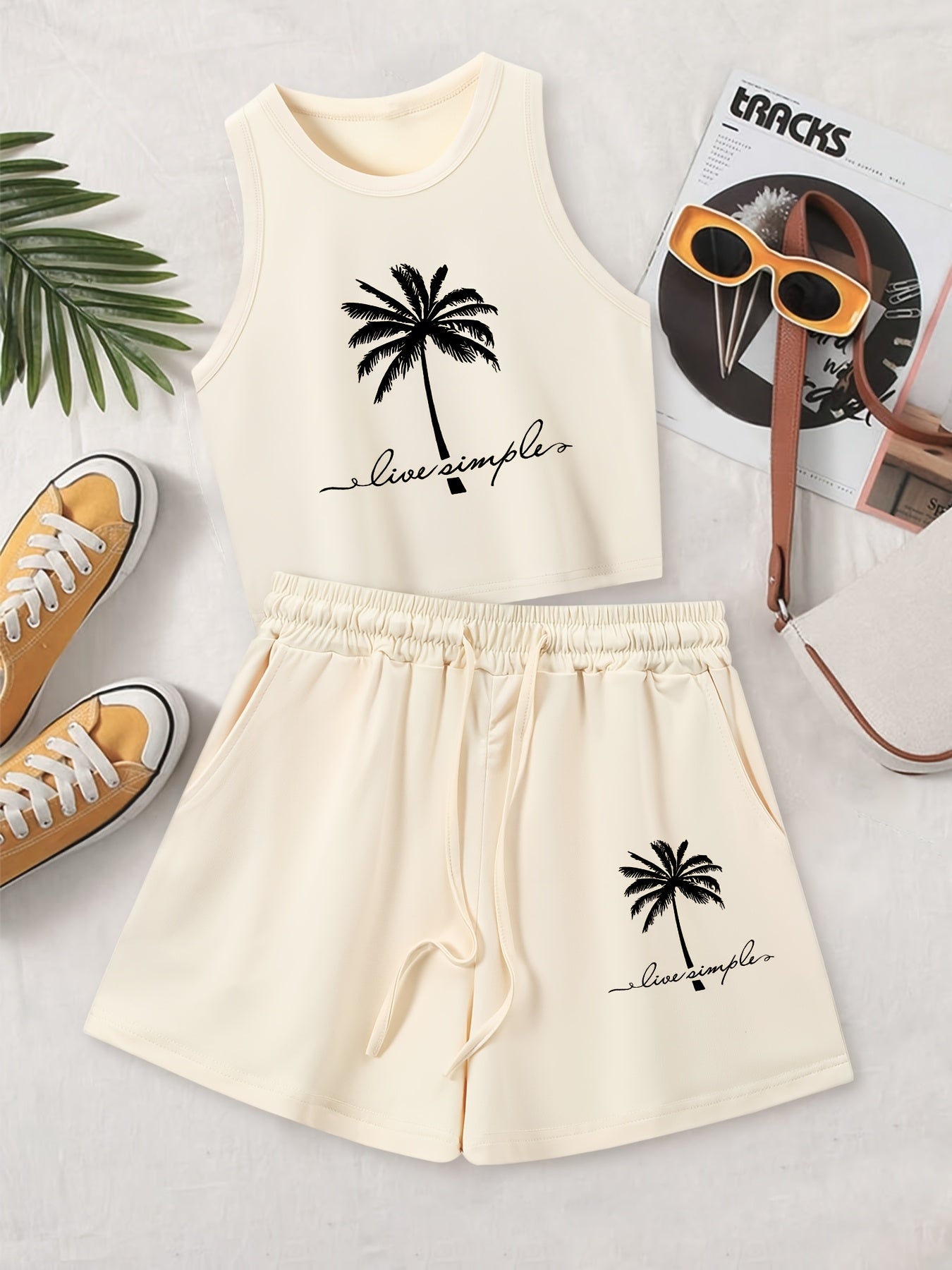 Casual Printed Two-Piece Set with Vest and Shorts
