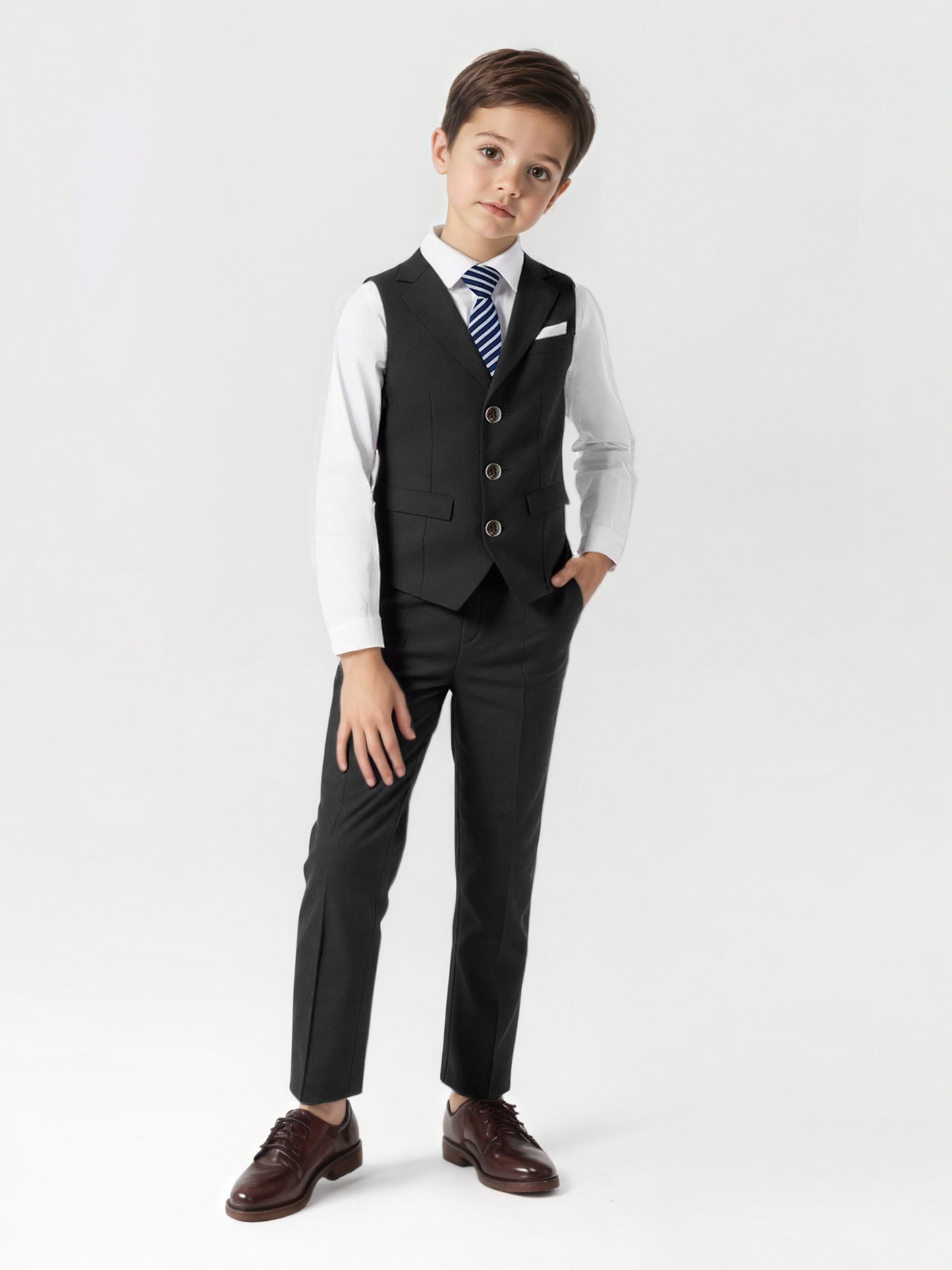 Boys' Casual Suit Vest, Pants & Tie Set for Formal Occasions