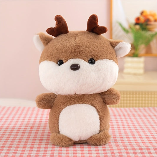 Plush Deer Doll Stuffed with Soft Filling - Cute Huggable Deer Suitable for &, Christmas Valentine's Birthday Gift, Cuddly Companion for Bedtime &