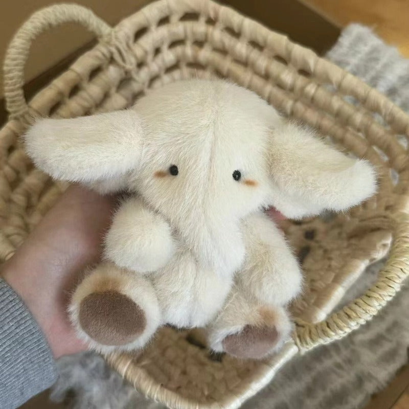 New Cream White Big Ears Elephant Plush Toy, Adorable Fluffy Doll Pendant Valentine's Day Gift