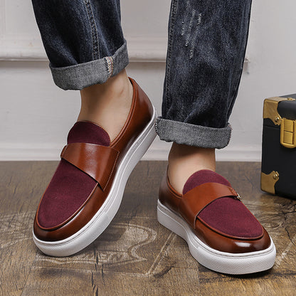 Men's British Style Loafers Casual Patchwork Slip-On Shoes