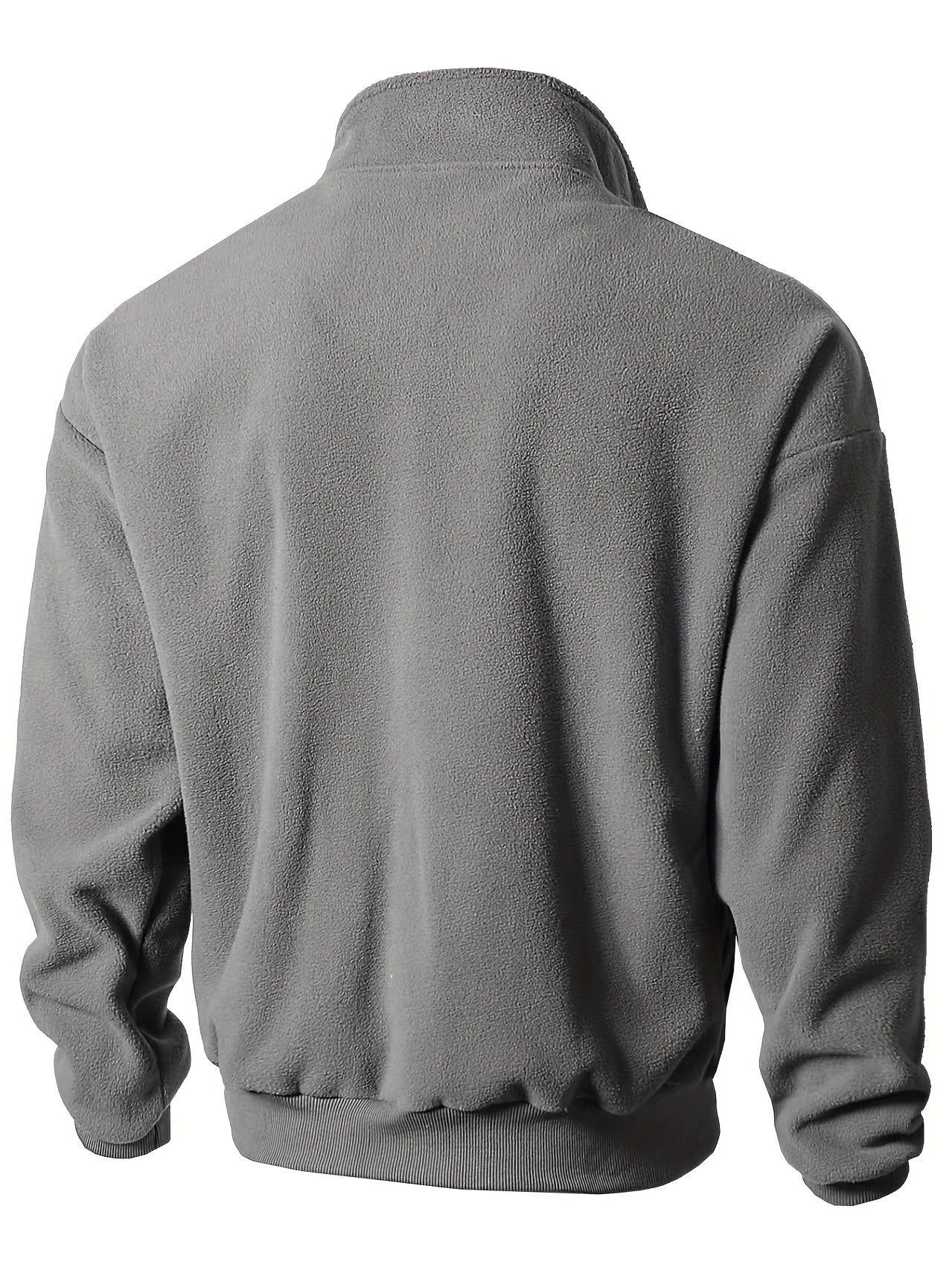 1pc Men'S Casual Sports Fleece Jacket - Solid Color Polyester Knit with Slight Stretch, Stand Collar, Long Sleeve, Regular Fit, Zipper Closure, Daily & Casual Wear