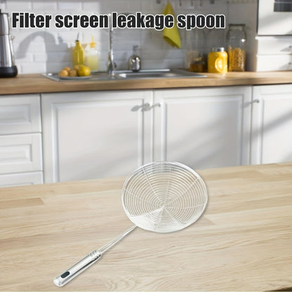 Stainless Steel Strainer Ladle with Handle - Durable Wire Skimmer Spoon for Cooking, Frying & Kitchen Use