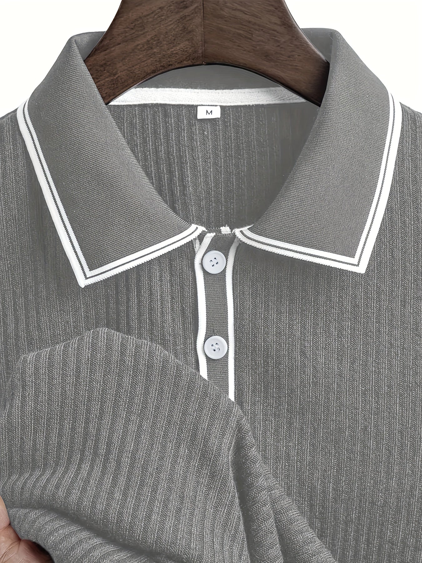 Men's Summer Casual Polo Shirt with Contrast Collar