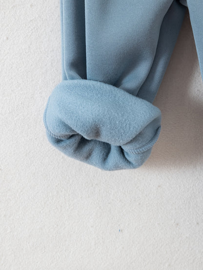 Boys' Cozy Fleece-Lined Hoodie & Sweatpants Set - Olive Green Casual Winter Outfit with Pockets, Thick Warmth for Fall & Winter, Regular Fit, Casual Attire, for Outdoor