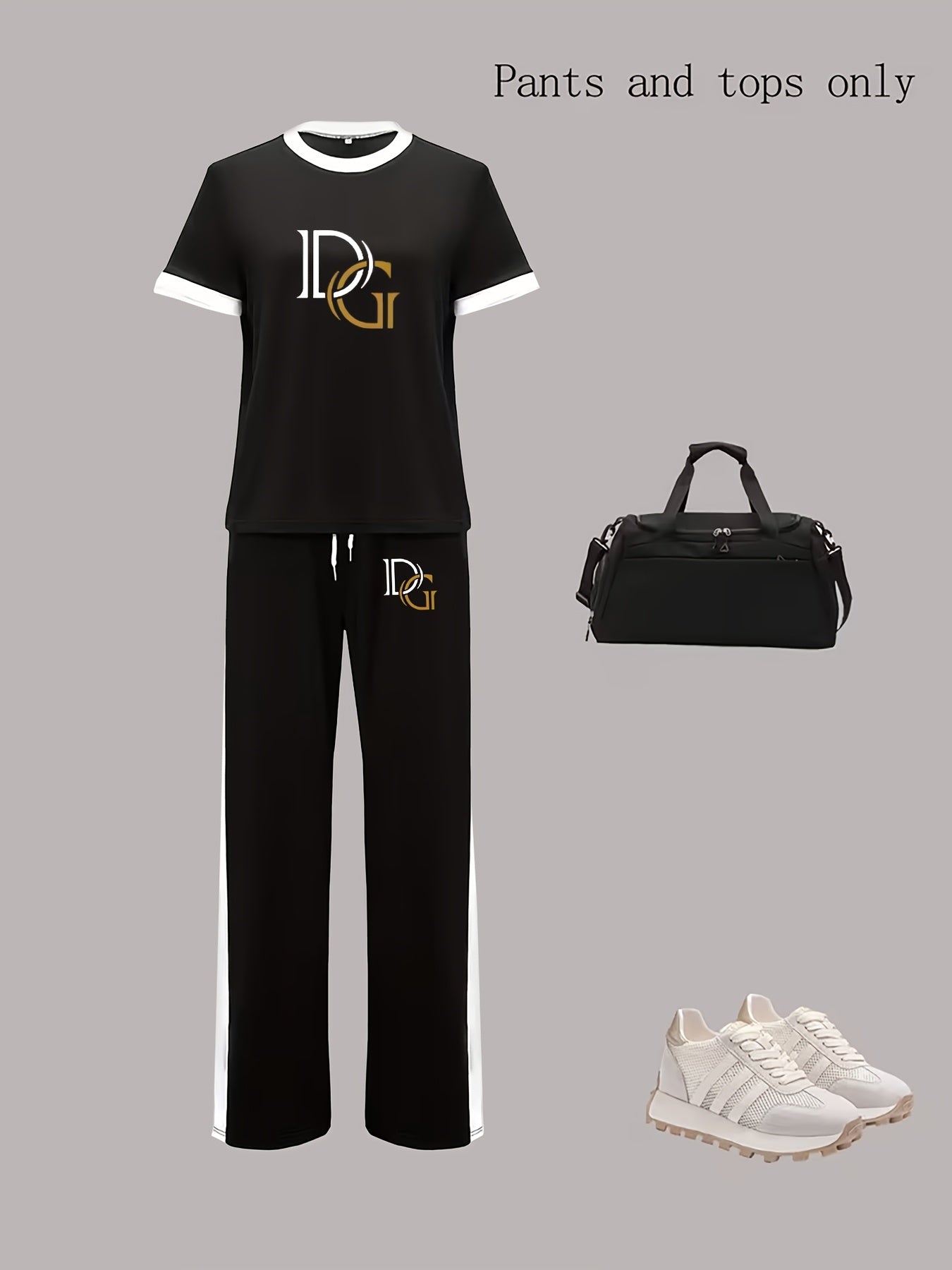 Women's Casual 2-Piece Set, Loose T-Shirt & Wide-Leg Pants