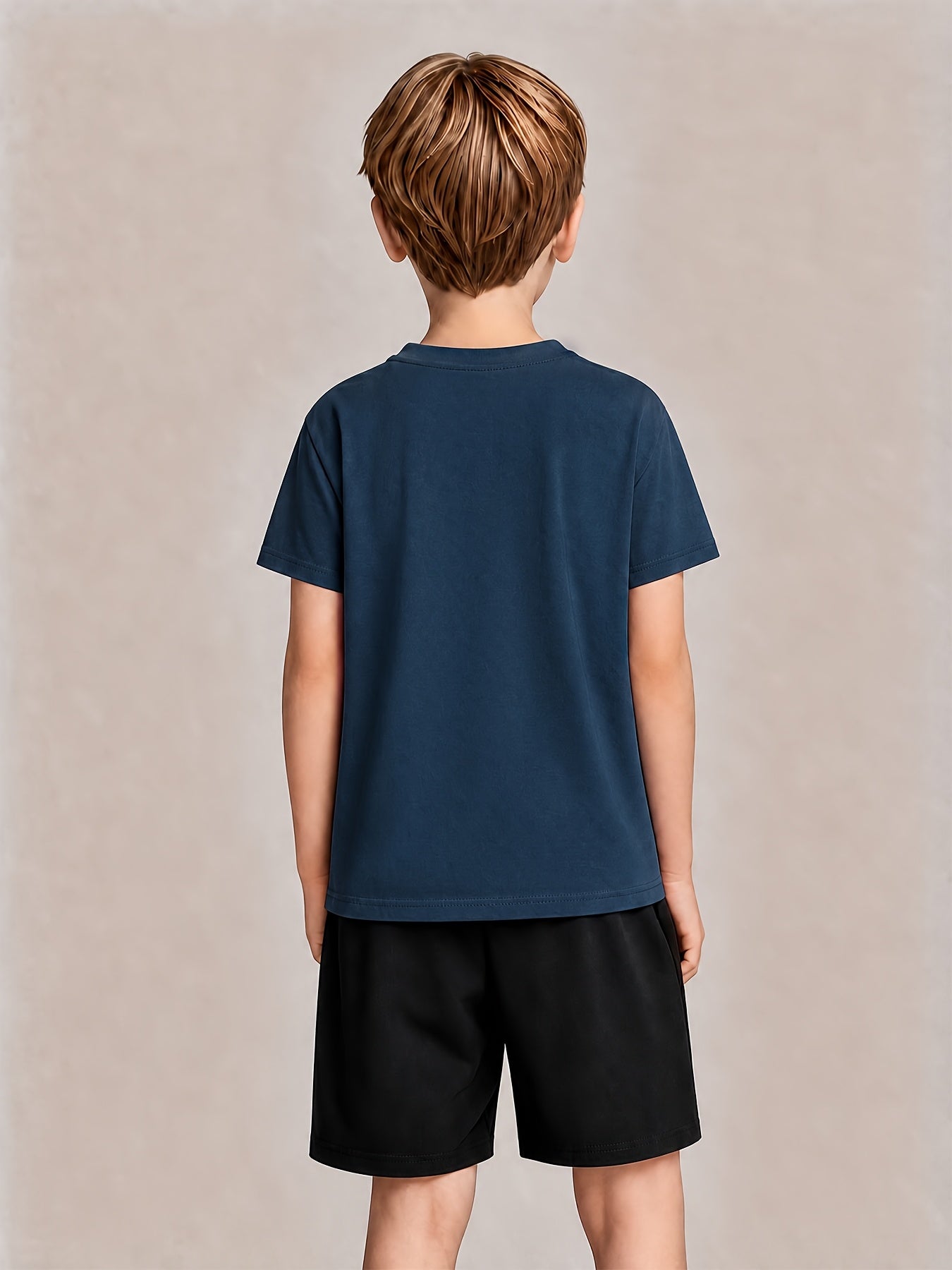 Boys' Casual Cotton T-Shirt and Shorts Set - Geometric Print
