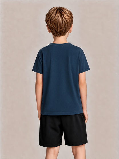 Boys' Cotton Casual T-Shirt & Shorts Set for Spring Summer