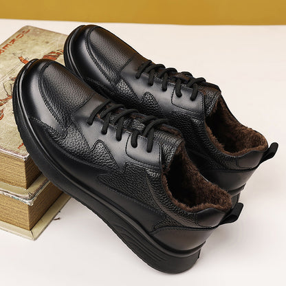 Men'S Casual Shoes | Winter Fleece Lined, Comfortable Soft Sole, Durable Outsole | Versatile for Daily Work and Casual Activities, Low Top, Lace Closure, Genuine Faux Leather Upper