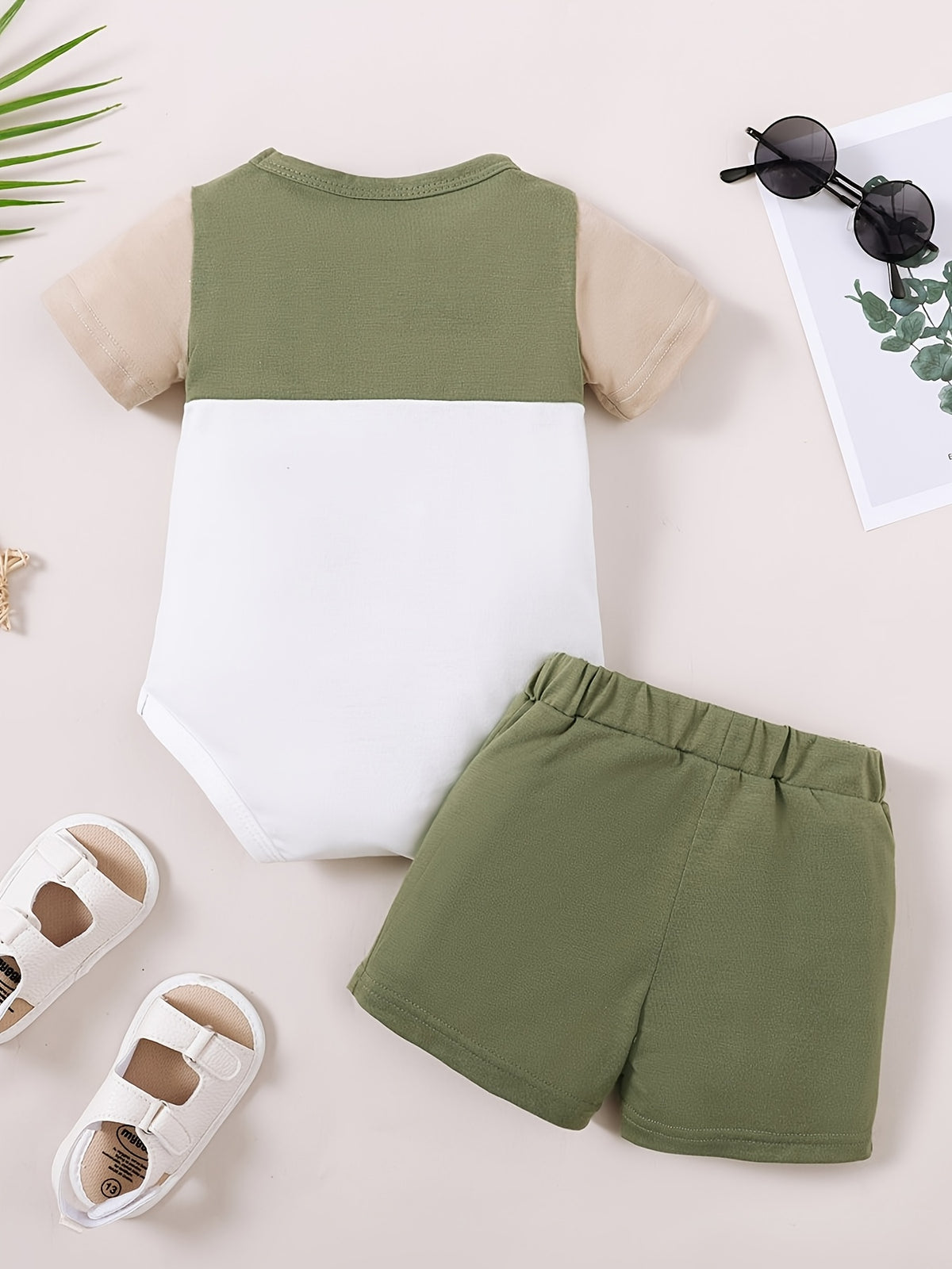 Baby Boy Summer Romper Set Casual Patchwork 2pcs Outfit - ayq