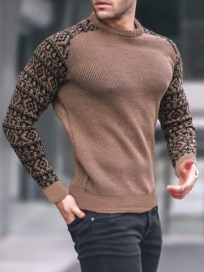 Men'S Long-Sleeve T-Shirt in a Heavy Waffle Knit for Autumn, Perfect for Casual Wear