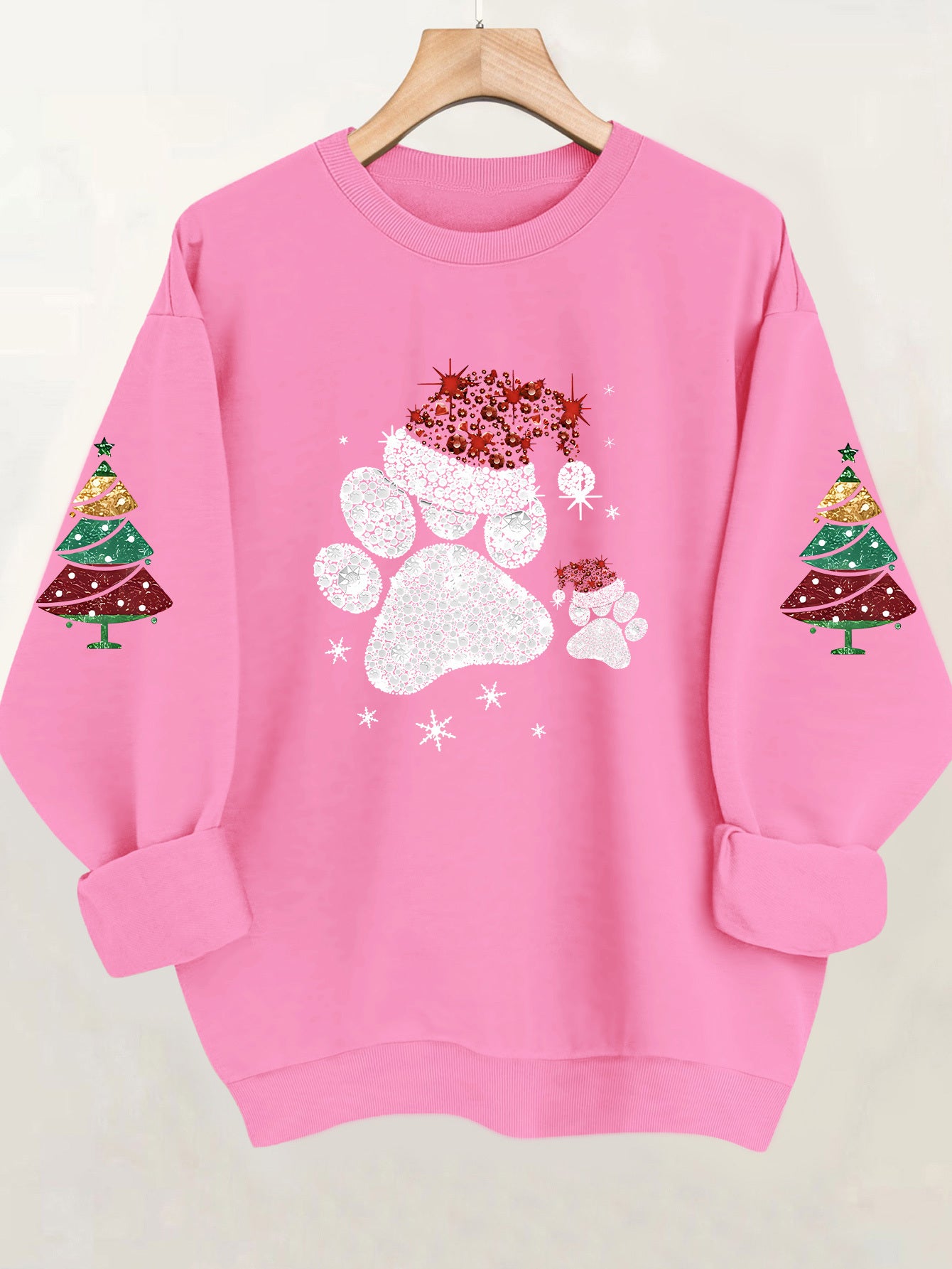 Women'S Glittery Snowman & Santa Hat Print Sweater - Winter Warmth with Red & Snowflakes, Round Neck Casual Sweater for Fall & Winter, Cozy Holiday Outfit For Christmas & New Year's, Christmas Sweater, Seasonal Fashion, Festi