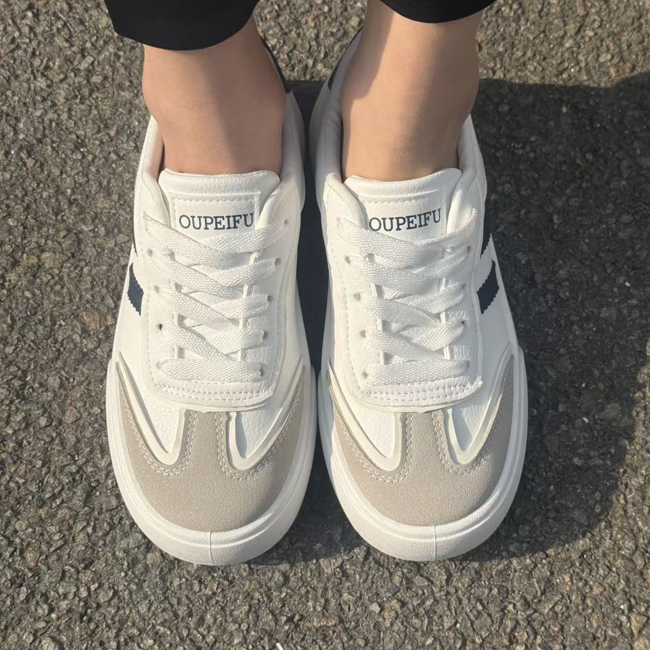 Women's Retro Platform Sneakers, Chunky Lace-Up Casual Shoes