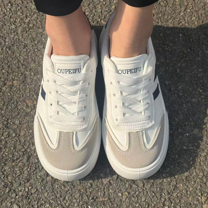 Women's Retro Platform Sneakers, Chunky Lace-Up Casual Shoes